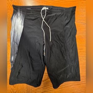 NWT Speedo Swim Shorts Mens Size 38 Team Speedo Collection Swimsuit Shorts B & W